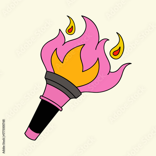 vector illustration of a fire torch colourful silhouette