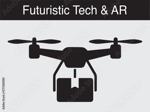 futuristic AR delivery drone package tech Vector illustration