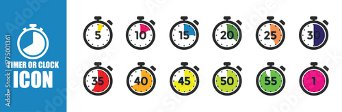 Colorful Countdown Timer Icon Set