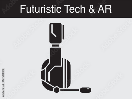 futuristic AR headset microphone tech device Vector illustration