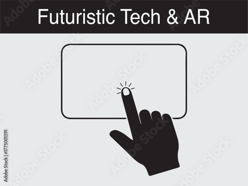 futuristic AR touchscreen button press gesture Vector illustration