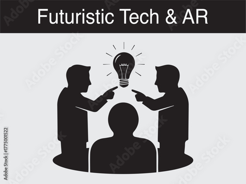 futuristic AR idea sharing brainstorming team Vector illustration