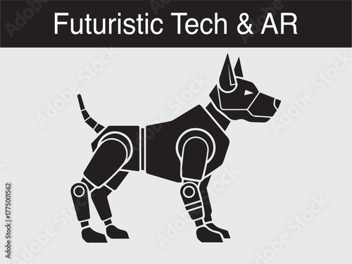 futuristic AR robotic dog tech pet Vector illustration
