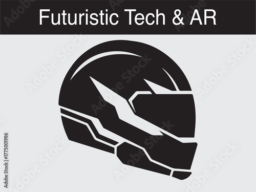 futuristic AR smart helmet tech visor Vector illustration