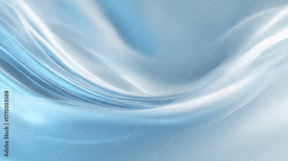 Obraz premium Flowing Minimalist Abstract Background in Light Blue and White 