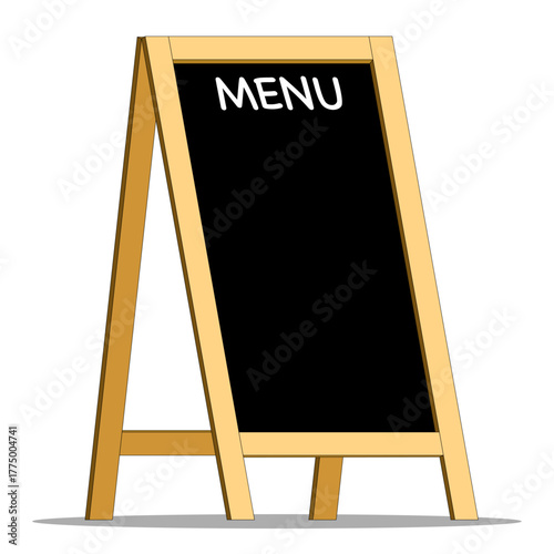 A-frame sign blackboard or sandwich board mockup for cafe or restaurant advertising isolated on transparent background, blank frame template for outdoor menu or promotion design, editable 