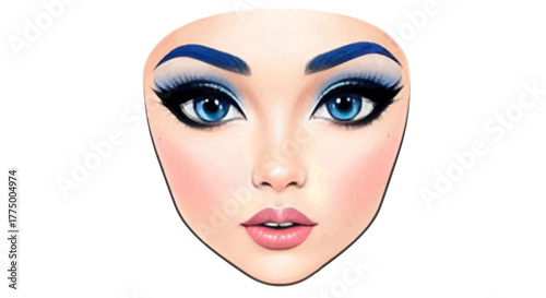 A captivating makeup illustration showcasing vibrant blue hues and artistic expression in beauty