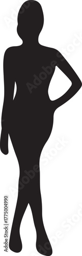 black woman silhouette, black vector icon style, simple shape, clean cut, white background

