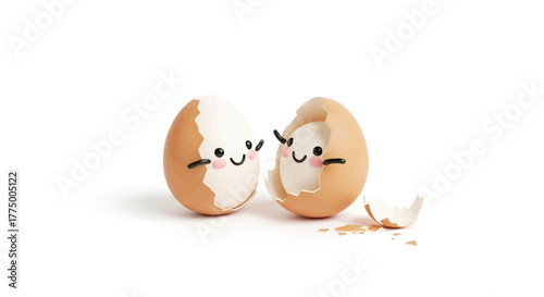 Adorable eggshell characters showcasing whimsical expression and cracked cuteness scene