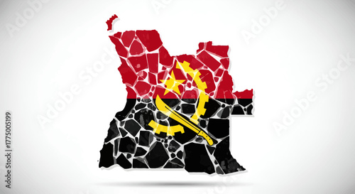 Angola map formed from broken fragments showcasing strength and resilience of nation