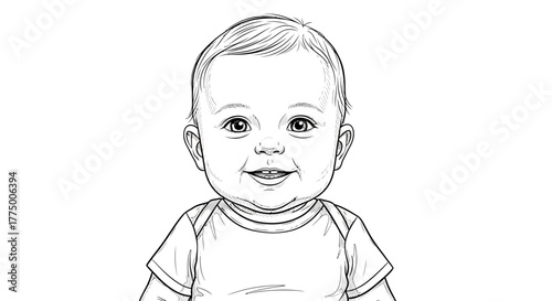 Infant Illustration Portraying a Joyful Innocence in Meticulous Detail and Lineart