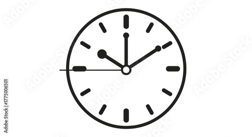 Minimalist clock illustration representing punctuality or deadlines in black and white