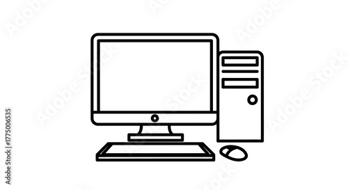 Modern desktop computer setup with sleek monitor, keyboard, mouse, and central processing unit