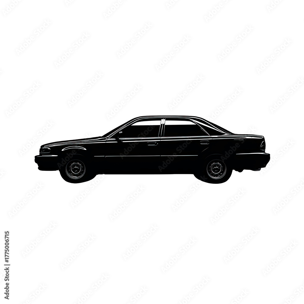 Naklejka premium Black Sedan Car Silhouette