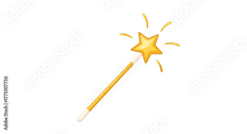 Sparkling star-tipped wand with emanating glow on a clean background for creative works