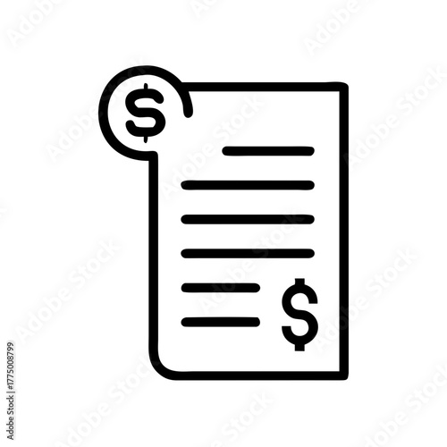 An icon featuring a financial receipt with a dollar sign 