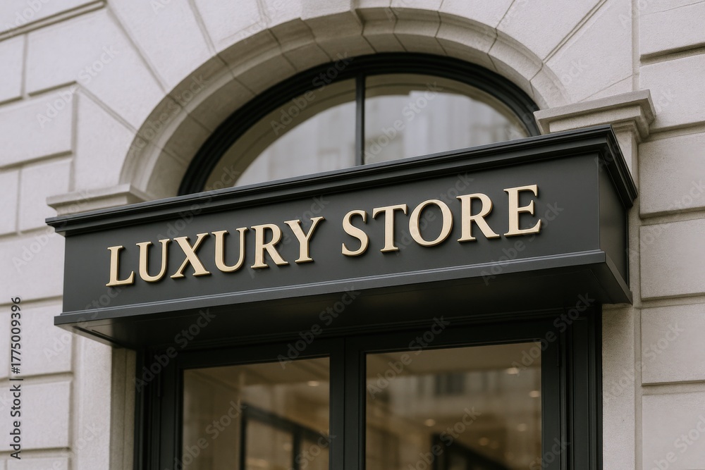 Fototapeta premium Elegant store entrance featuring a sophisticated awning, ideal for showcasing upscale retail or commercial spaces