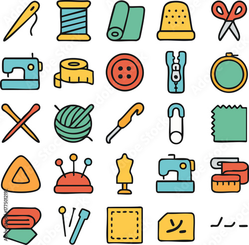 Colorful Sewing and Crafting Icons 1.