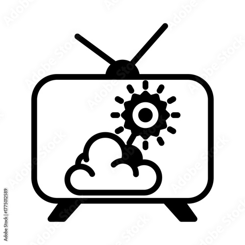 Sunny weather report TV icon
