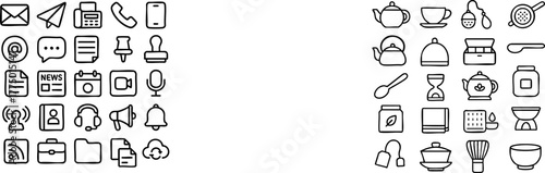 Communication and Tea Icons Collection.