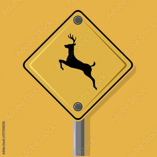 US Deer road sign vector illu...