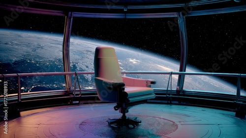 Fototapeta Naklejka Na Ścianę i Meble -  Futuristic chair space station view