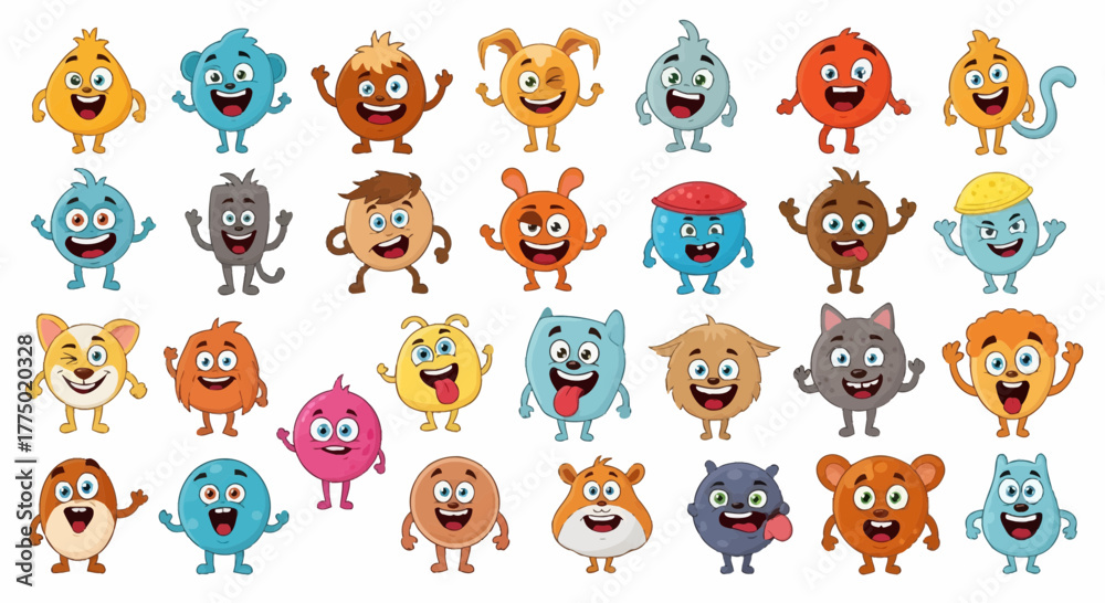Obraz premium Whimsical cartoon characters creating a playful and cheerful mood suitable for children's designs