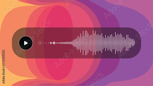 Audio waveform on colorful abstract background for sound visualization