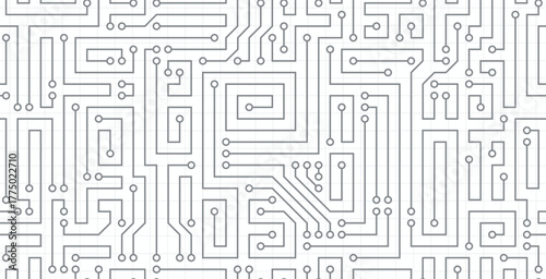 Seamless motherboard digital lines on a white background.