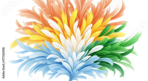 Vibrant Indian Flag Colors Feathers Bursting for Republic Day Celebration Design