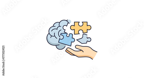 Unraveling mental processes brain, puzzle, and hand imagery portraying cognitive functionality