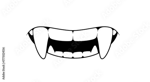 Vector illustration of sharp fangs isolated on a white background a spooky halloween illustration