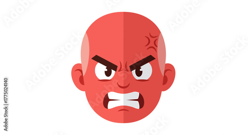 Vector illustration of a bald red-faced man conveying intense anger and frustration graphic design