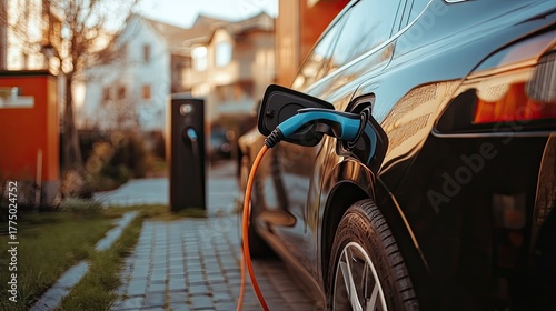 EV charging home with suburban street. (1)