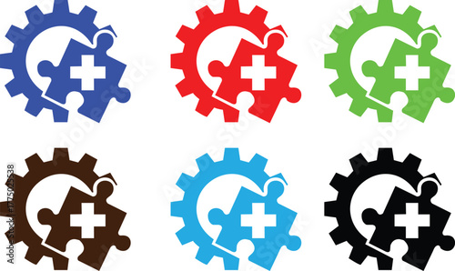 A 3D gear icon set illustrates business success in the global finance market