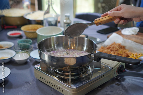 cooking in pan