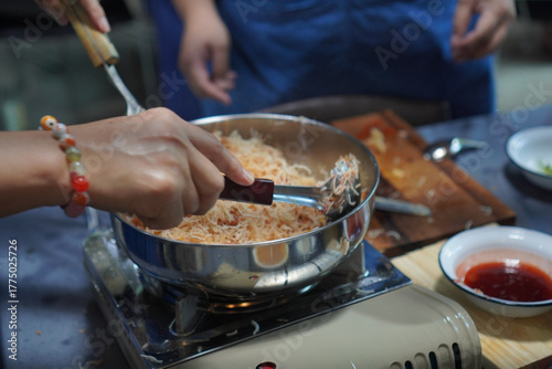 cooking in pan