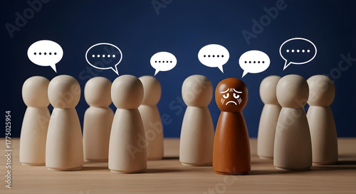 Diverse opinions within a group of wooden figures