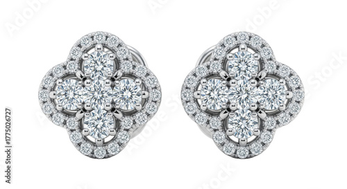 Sparkling Diamond Clover Stud Earrings for Luxury Jewelry E-commerce Website Display