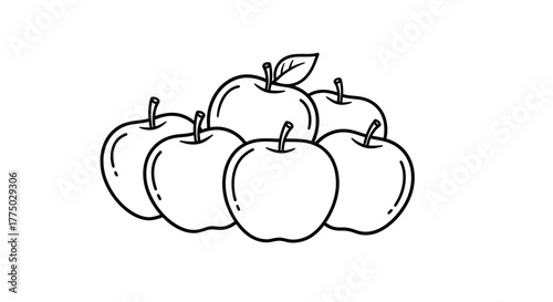 Monochrome Apple Collection: Simple Line Art Illustration of Fresh Produce