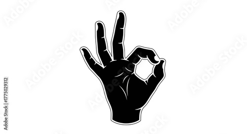 Monochrome hand gesturing approval with okay symbol, perfect for graphic design projects and