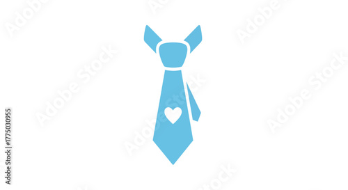 Light blue necktie adorned with a delicate heart symbol, a modern symbol for affection and formality