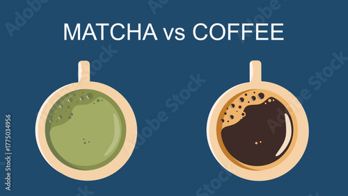 Coffee vs matcha illustration