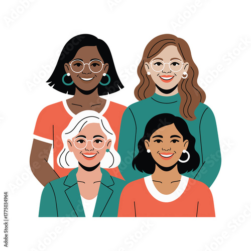 Diverse group of smiling women showing teamwork and female empowerment
