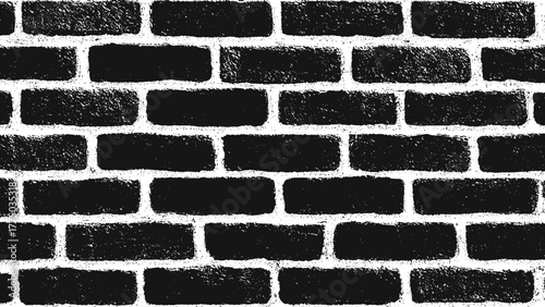 Black brick wall texture on white.