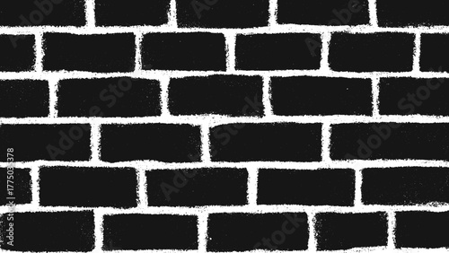 Black brick wall texture on white.