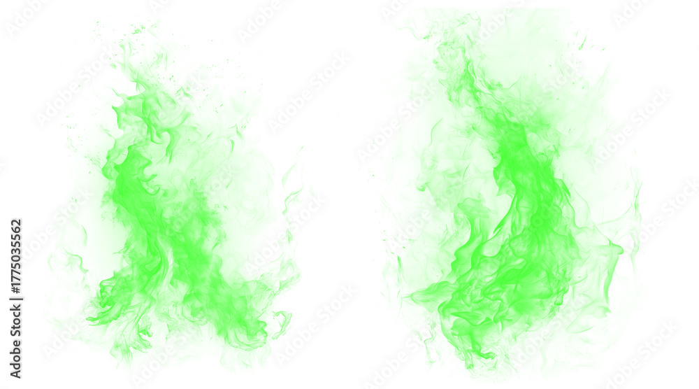 Fototapeta premium Vibrant neon green abstract paint brush stroke splatters creating two dynamic asymmetrical borders on black background with rough textured edges and gritty detail