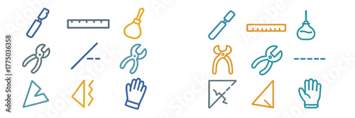Tools for crafting and construction displayed in a simple, colorful design suitable for educational purposes