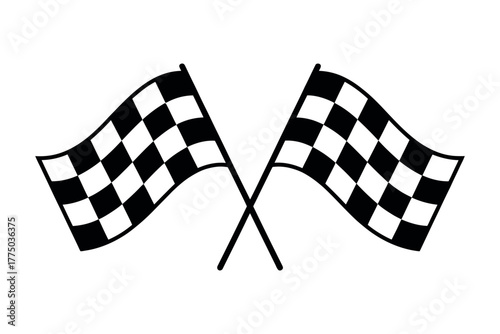 Two checkered racing flags crossed against a white background, symbolizing victory and competition in a motorsport event