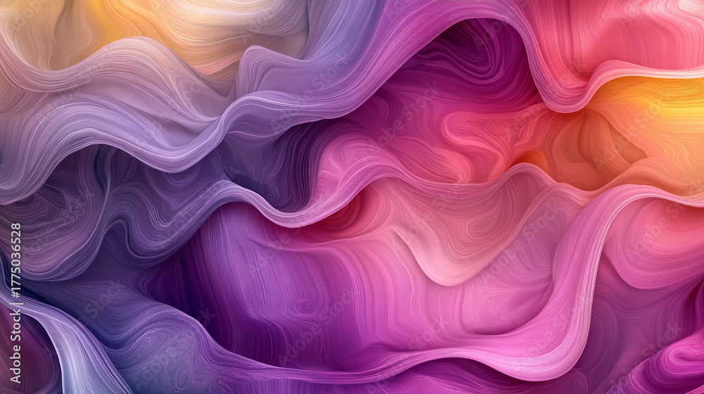 Obraz premium Seamless swirling streams of pastel colors flow gracefully, creating a soft, harmonious, and visually soothing abstract background with fluid motion and gentle gradients.